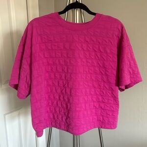 A New Day Women's Pink Short Sleeve Quilted Boxy T-Shirt Size L